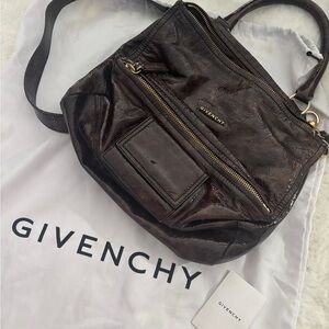 Givenchy Pandora Dark Brown Patent Leather Crossbody Bag